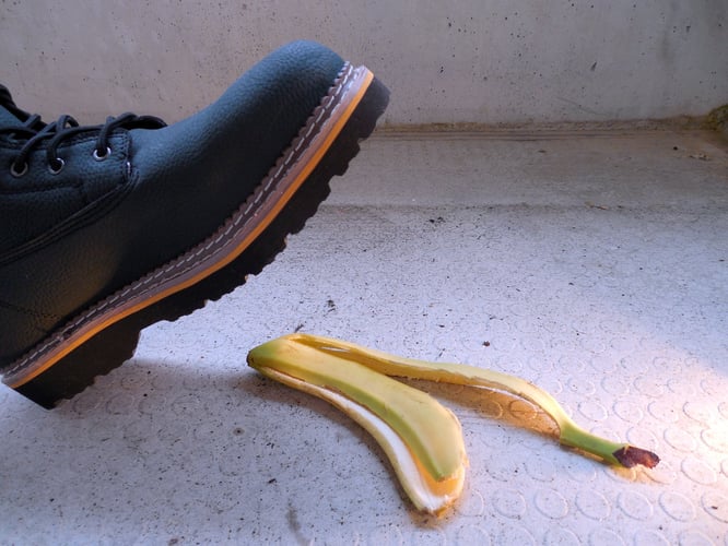 Slipping on banana skin